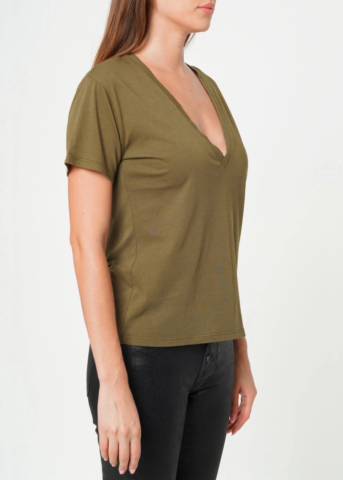 Supima Cotton Deep V Neck Tee