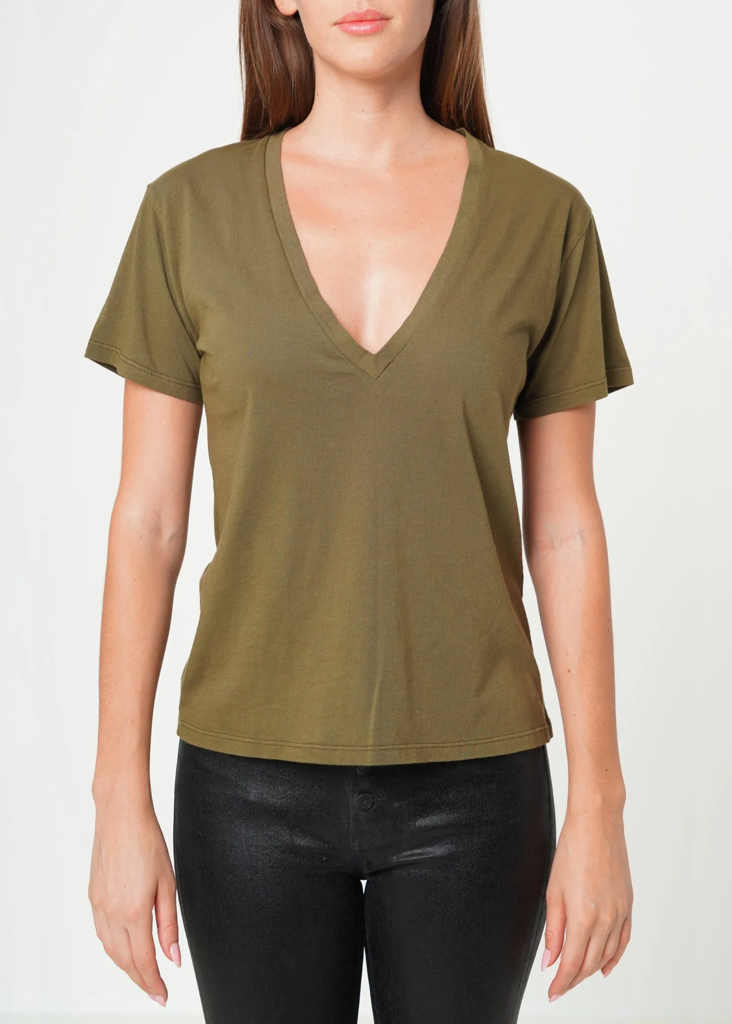 Supima Cotton Deep V Neck Tee