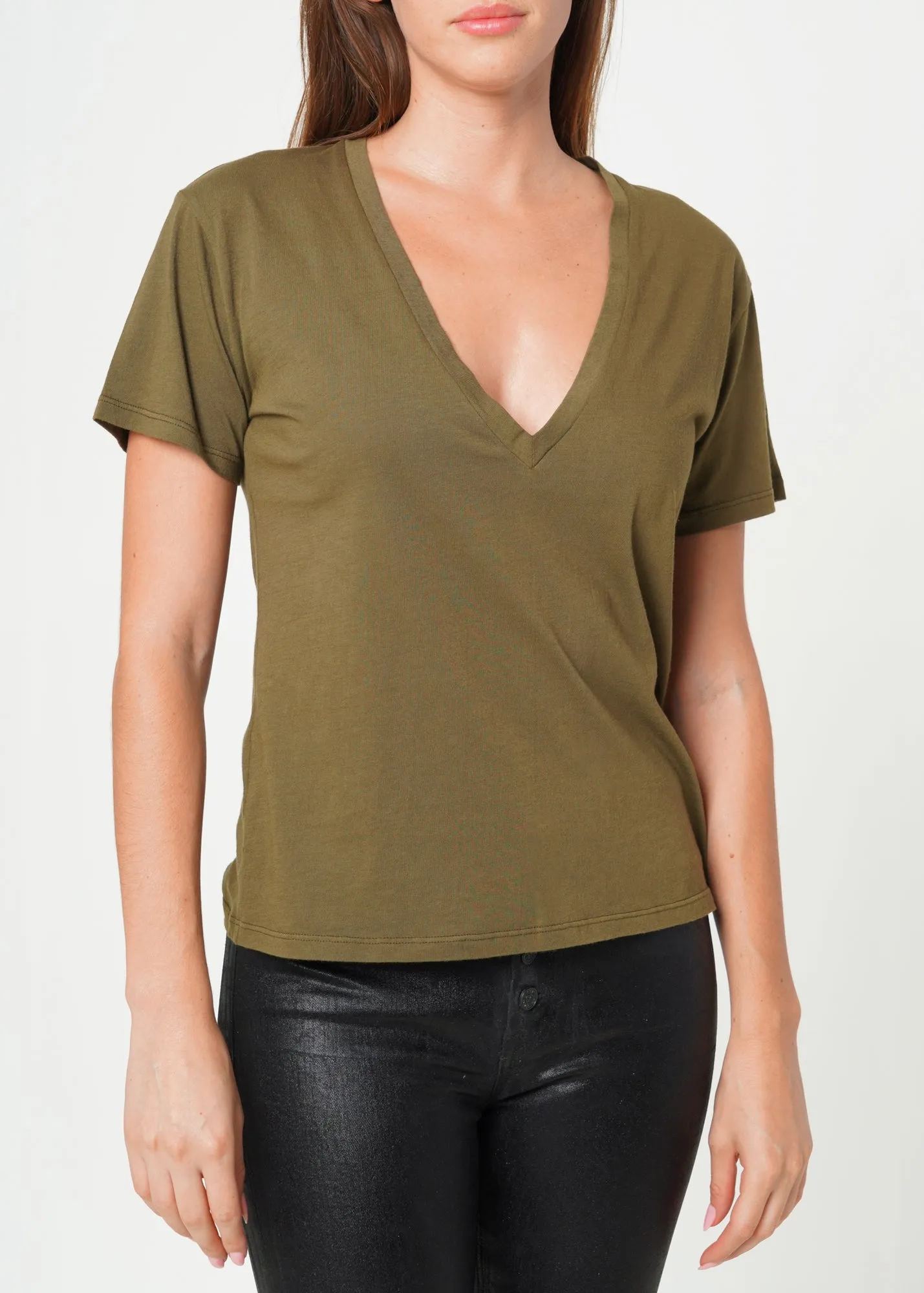 Supima Cotton Deep V Neck Tee