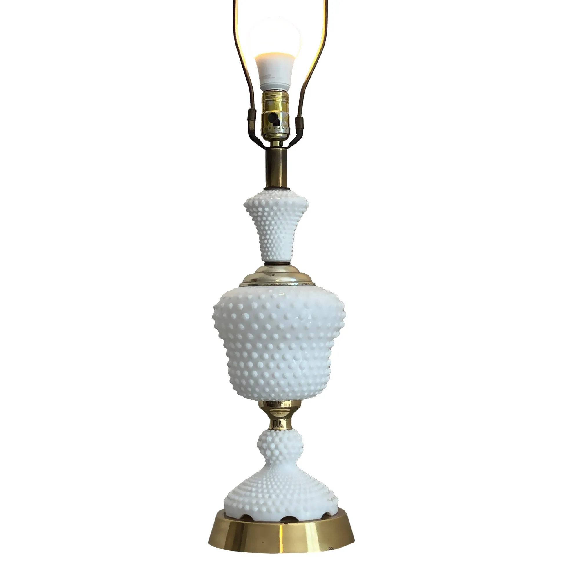 Vintage 21-in White Milk Glass Hobnail Tall Table Lamp