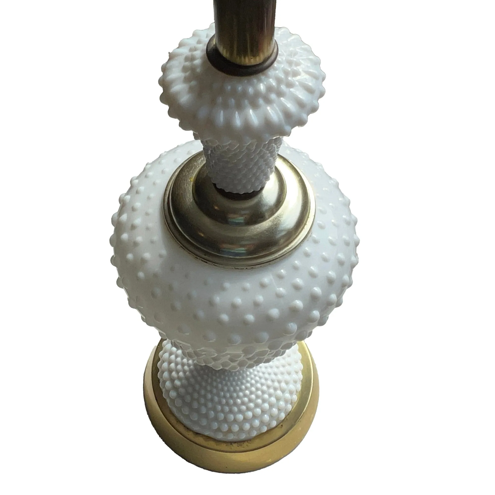 Vintage 21-in White Milk Glass Hobnail Tall Table Lamp