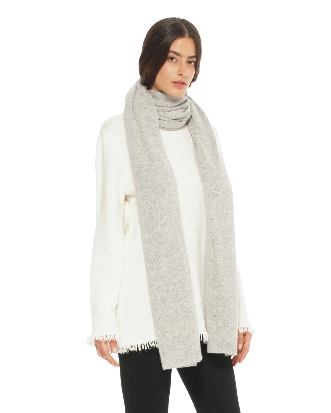 Women's Cashmere Wrap Scarf Light Grey