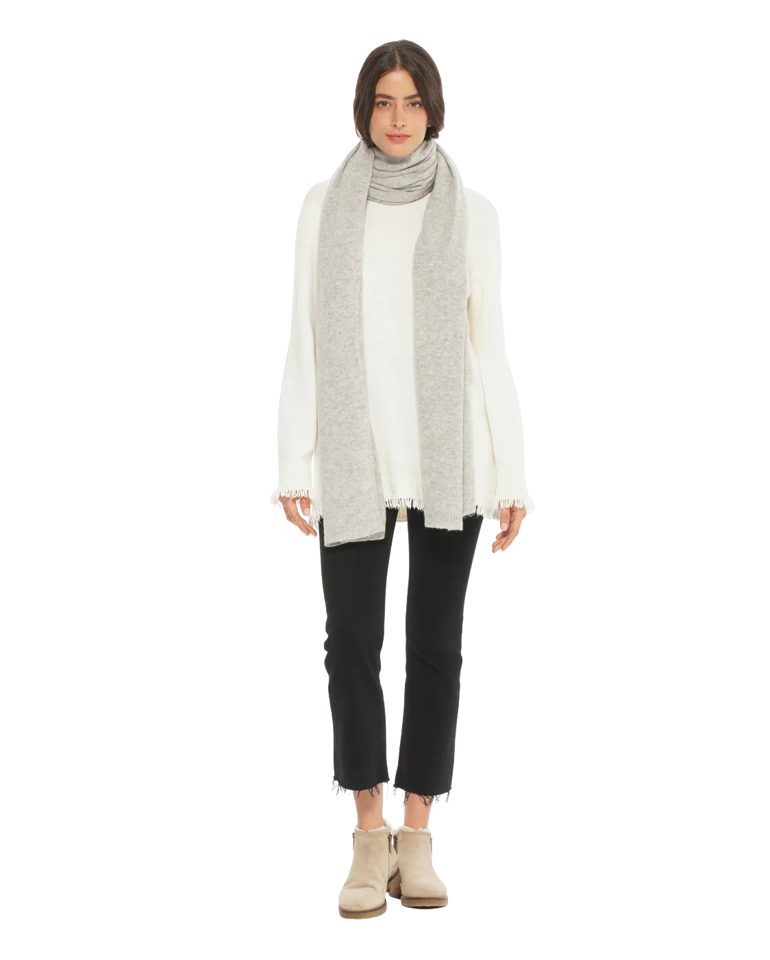 Women's Cashmere Wrap Scarf Light Grey