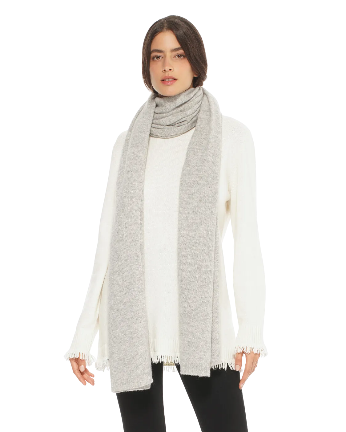 Women's Cashmere Wrap Scarf Light Grey