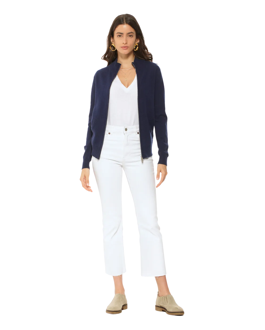 Women's Cashmere Zip Cardigan Blue