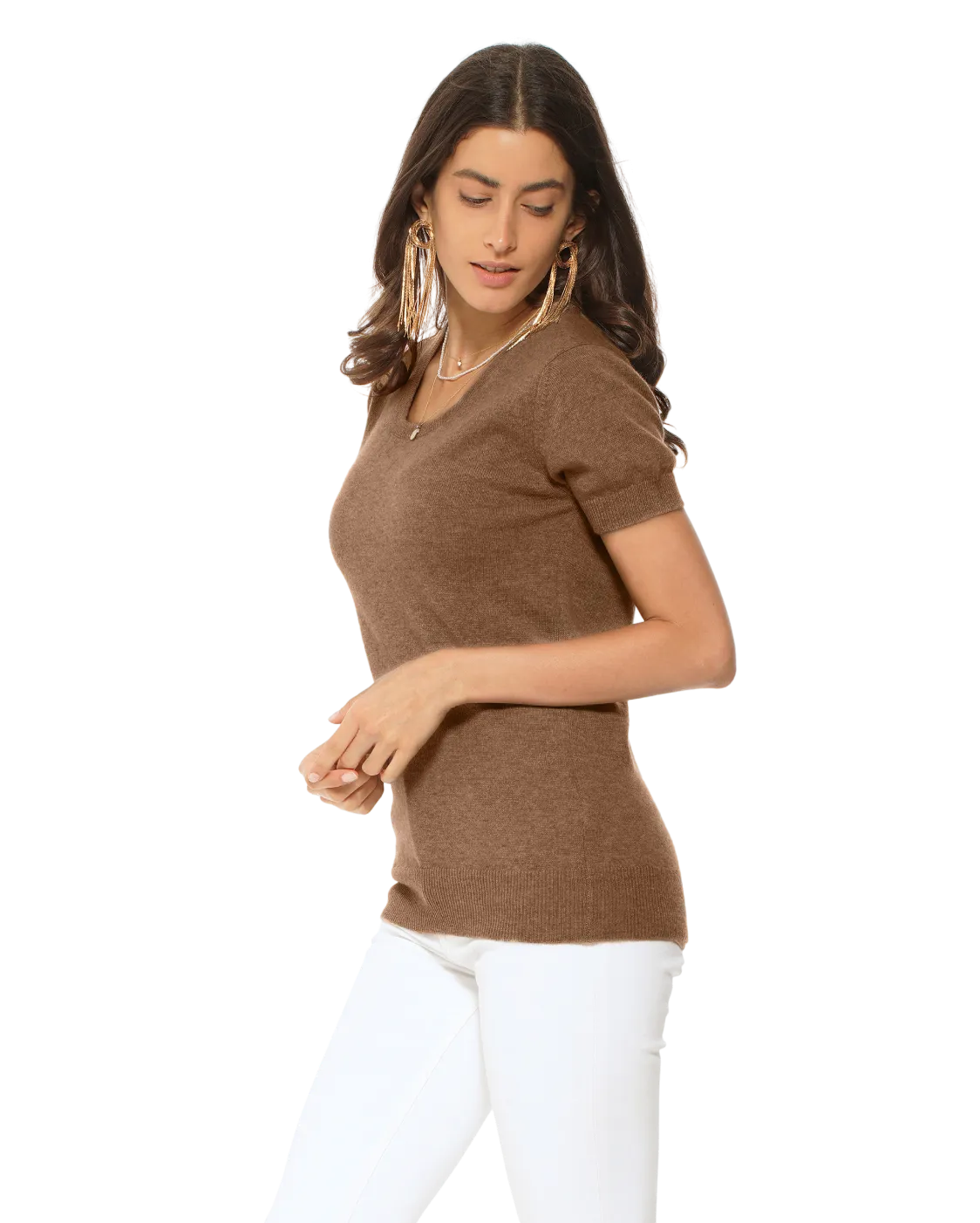 Women's Pure Cashmere T-Shirt Brown