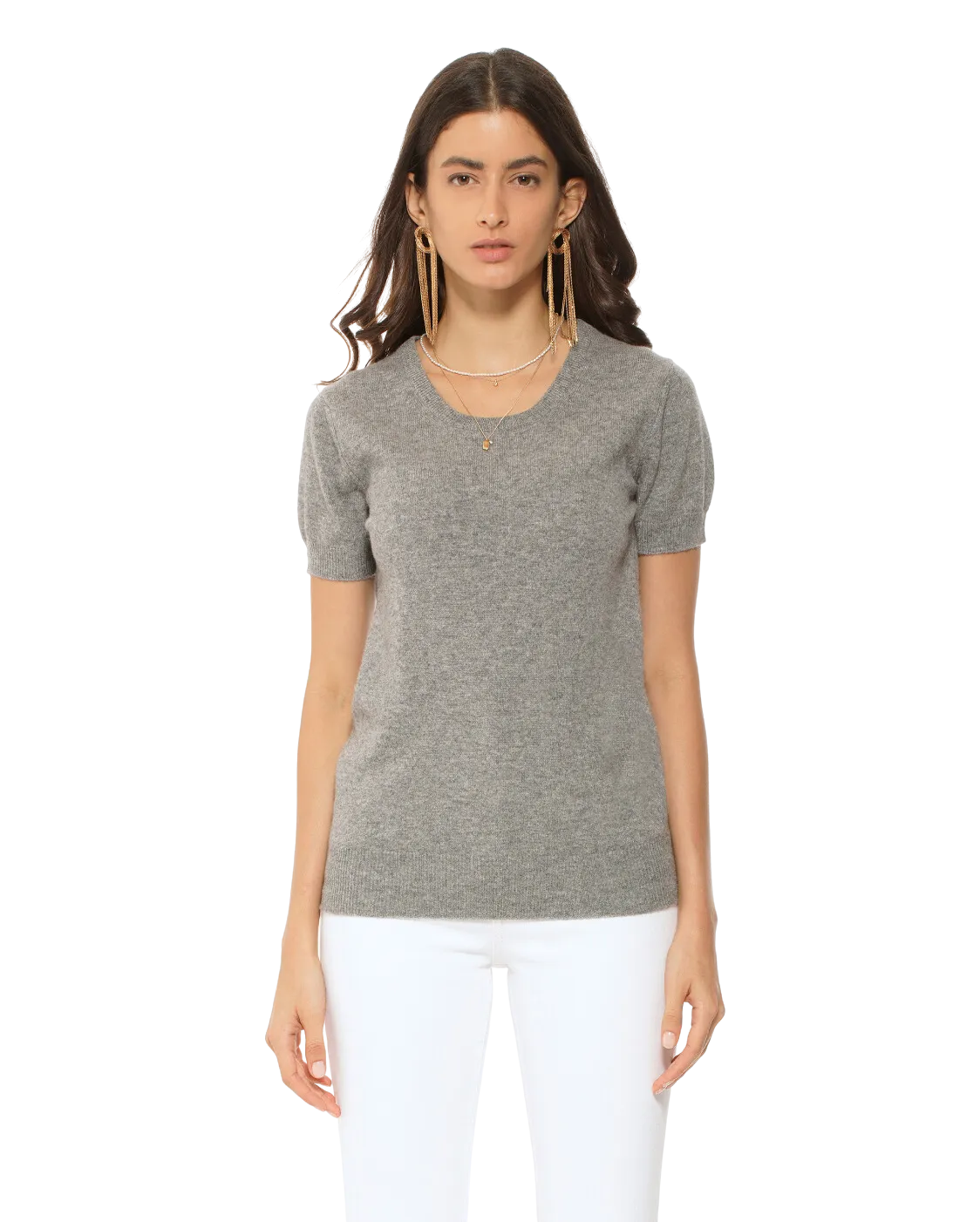 Women's Pure Cashmere T-Shirt Medium Grey
