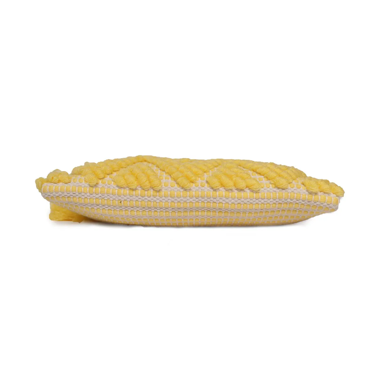 Yellowcolour  Handloom Makeup/Travel Pouch With Beautiful Tassel And Braided Shoulder Handle