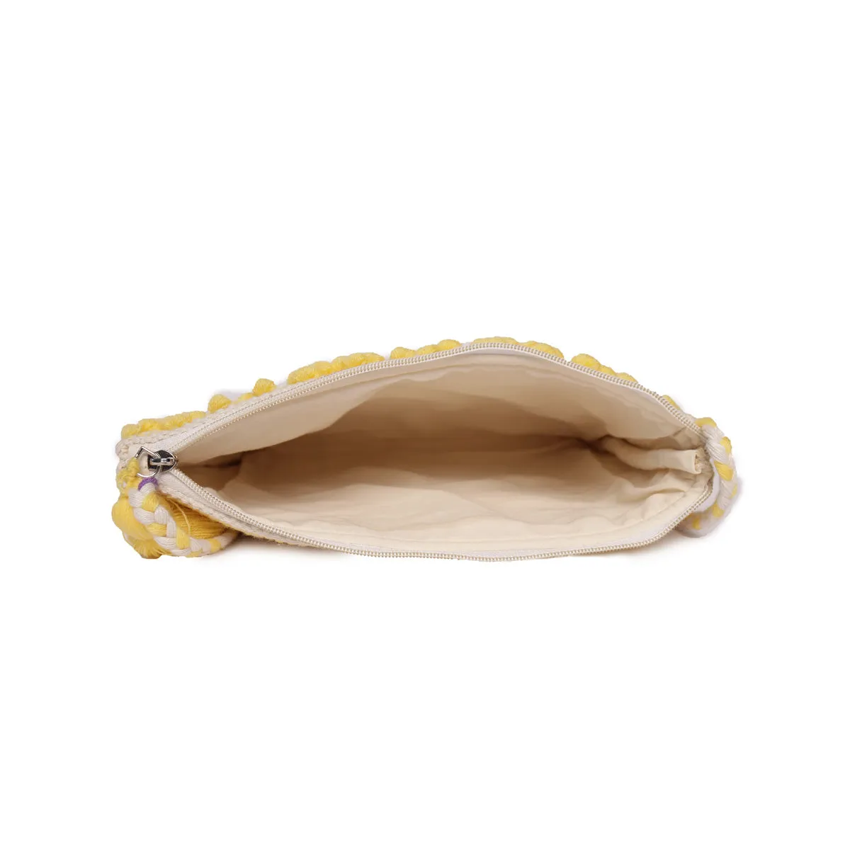 Yellowcolour  Handloom Makeup/Travel Pouch With Beautiful Tassel And Braided Shoulder Handle